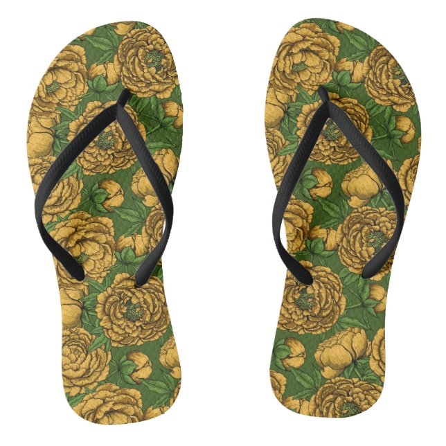 Yellow peony bouquet jandals (Footbed)