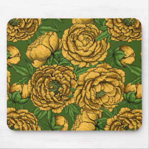 Yellow peony bouquet mouse pad