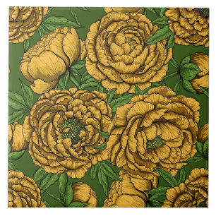 Yellow peony bouquet tile