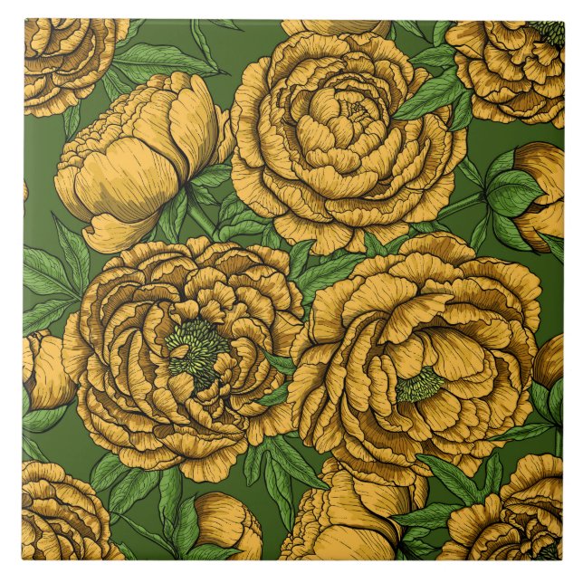 Yellow peony bouquet tile (Front)