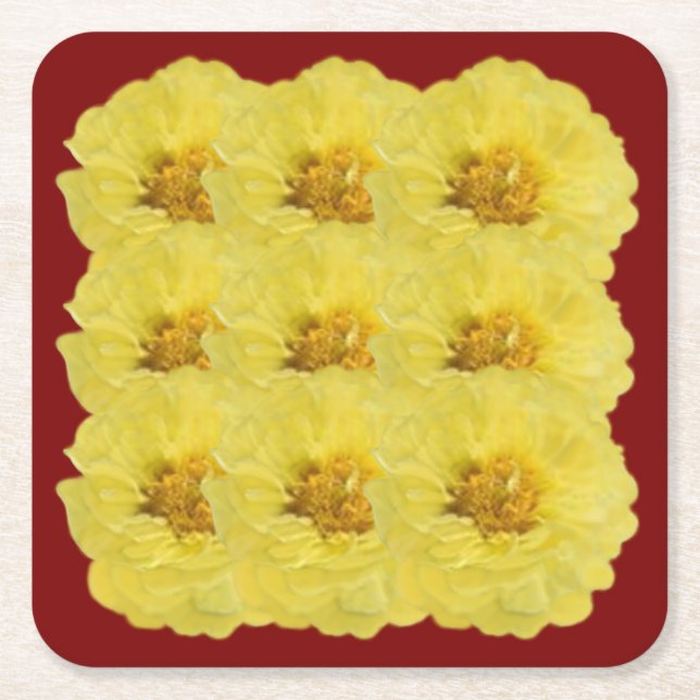 Yellow Peony coaster 黄色い牡丹のコースター (Front)
