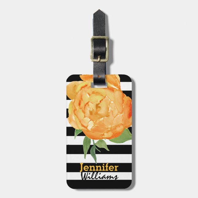 Yellow Peony Custom Luggage Tag (Front Vertical)