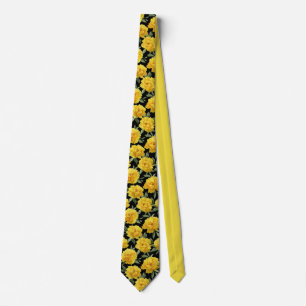 Yellow Peony Floral Pattern Tie