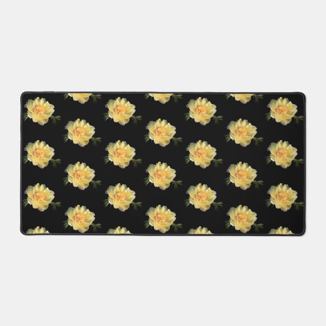 Yellow Peony Pattern Peonies Photo Desk Mat (Front)
