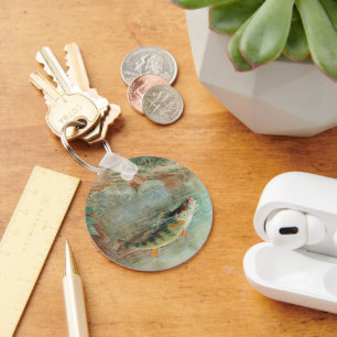 Yellow Perch by S.A. Kilbourne, Vintage Fish Key Ring