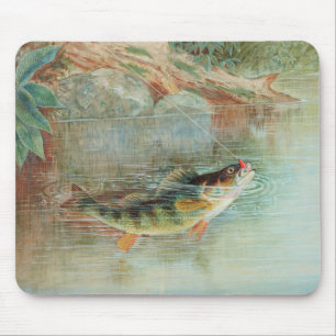 Yellow Perch by S.A. Kilbourne, Vintage Fish Mouse Pad