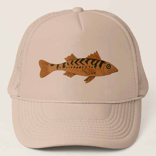 Yellow perch hat. trucker hat (Front)