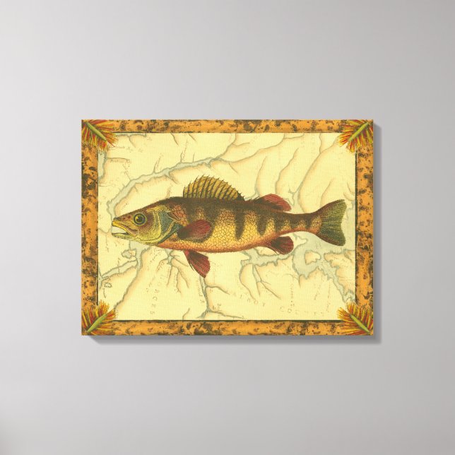 Yellow Perch on Map Canvas Print (Front)