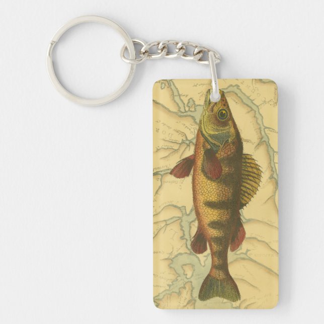 Yellow Perch on Map Key Ring (Front)