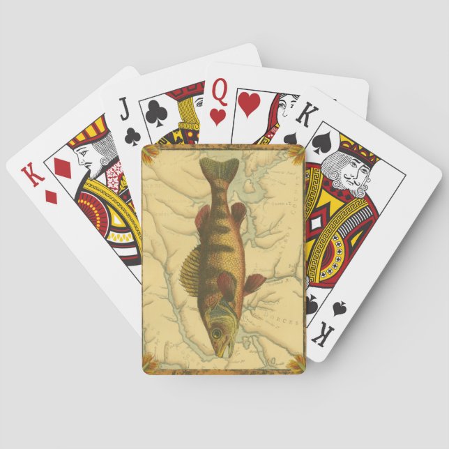 Yellow Perch on Map Playing Cards (Back)