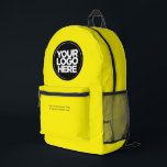 Yellow | Personalised Corporate Logo and Text Printed Backpack<br><div class="desc">Classic gender neutral bright yellow | Personalised Corporate Logo and Text Modern Business Printed Backpack</div>
