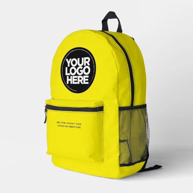 Yellow | Personalised Corporate Logo and Text Printed Backpack (Back Corner Right)
