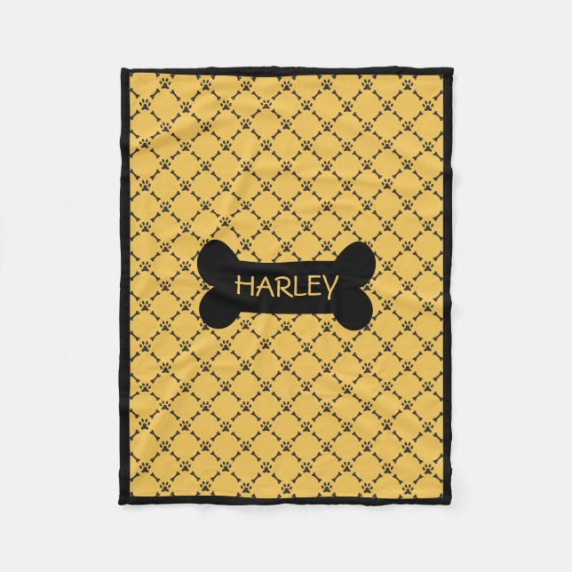 Yellow Personalised Doggie Blanket (Front)