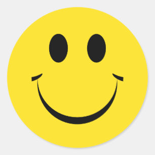Yellow Personalised Happy Face Cute Classic Round  Sticker