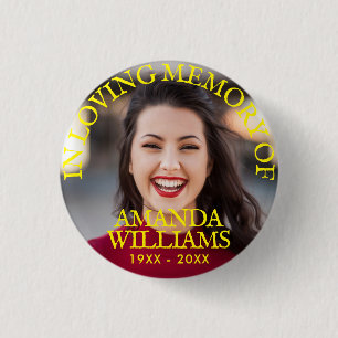 Yellow Personalised Photo Memorial 3 Cm Round Badge