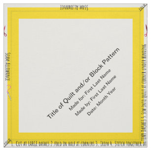 Yellow Personalized Simple Quilt Label Corner Fabric