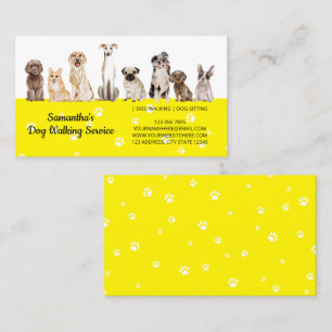 YELLOW Pet Waste Removal Watercolor Dog Yard Care Business Card