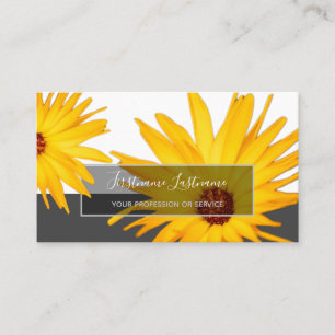 Yellow petal flower blossom elegant gray rectangle business card