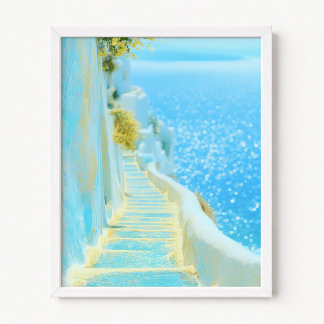 Yellow Petals on Staircase Illustration Poster