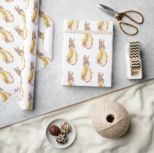 Yellow Peter Rabbit Bunny Watercolor Baby Shower Wrapping Paper