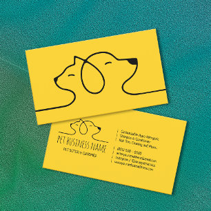 Yellow Petsitter dog and cat logo veterinary Business Card