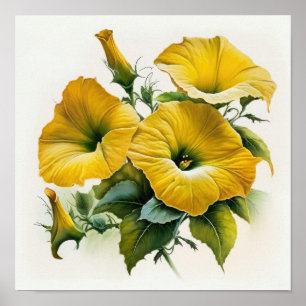 Yellow Petunias Flower Art Print Poster