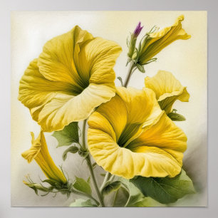 Yellow Petunias Flower Art Print Poster