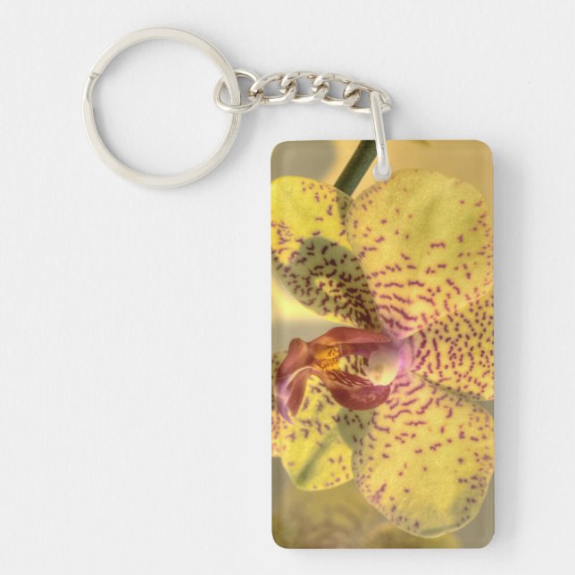 Yellow Phalaenopsis Purple Spots Key Ring (Front)