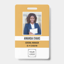 Yellow | Photo Employee Logo or QR CODE Security
