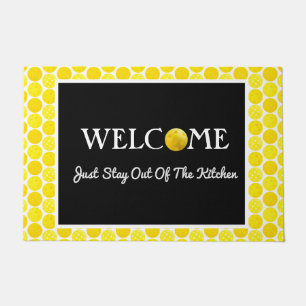 Yellow Pickleball Balls, Stay Out of the Kitchen Doormat