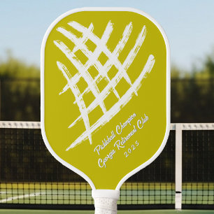 Yellow pickleball champion trophy paddle