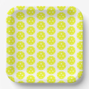 Yellow Pickleball Paper Plate