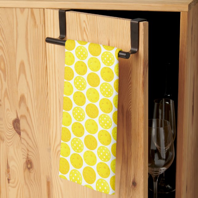 Yellow Pickleballs Bouncing in the Kitchen Tea Towel (Thirds Fold)