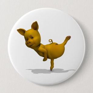 Yellow Pig Arabesque 10 Cm Round Badge