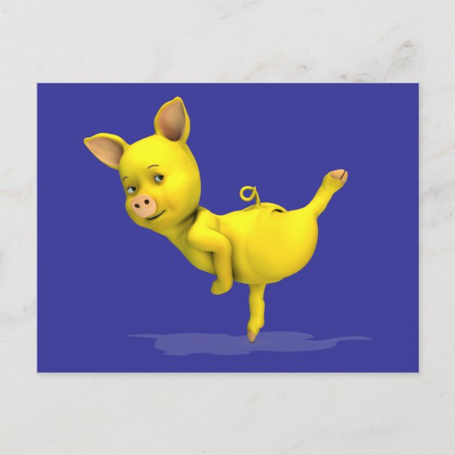 Yellow Pig Arabesque Postcard (Front)