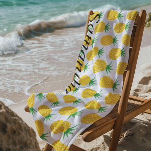 Yellow Pineapple Monogram Beach Towel
