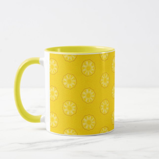 Yellow Pineapple Slices Pattern Mug (Left)