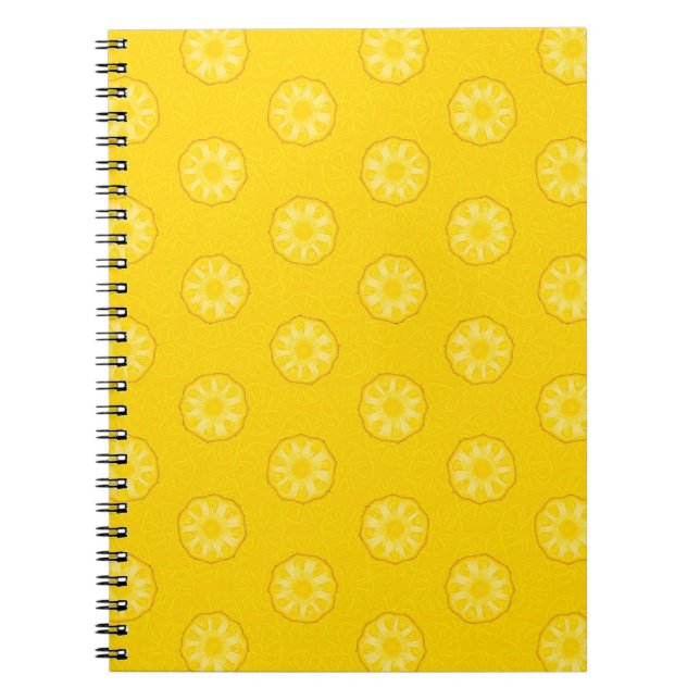 Yellow Pineapple Slices Pattern Spiral Notebook (Front)