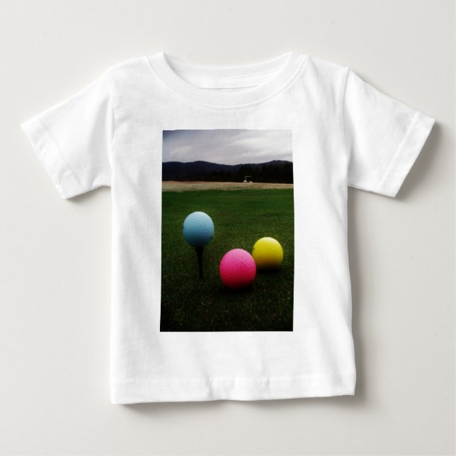 yellow pink and blue, Golf Balls Baby T-Shirt (Front)