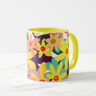 Yellow, pink and orange flowers mug