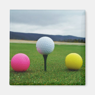YELLOW, PINK AND WHITE Golf Balls Magnet