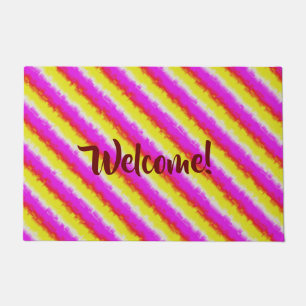 Yellow Pink Artdeco Rainbow Stripes Doormat