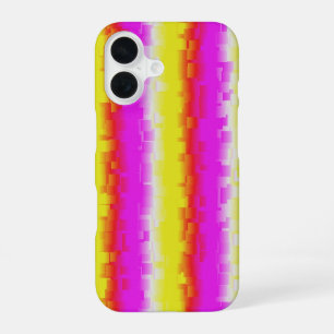 Yellow Pink Artdeco Rainbow Stripes iPhone 16 Case