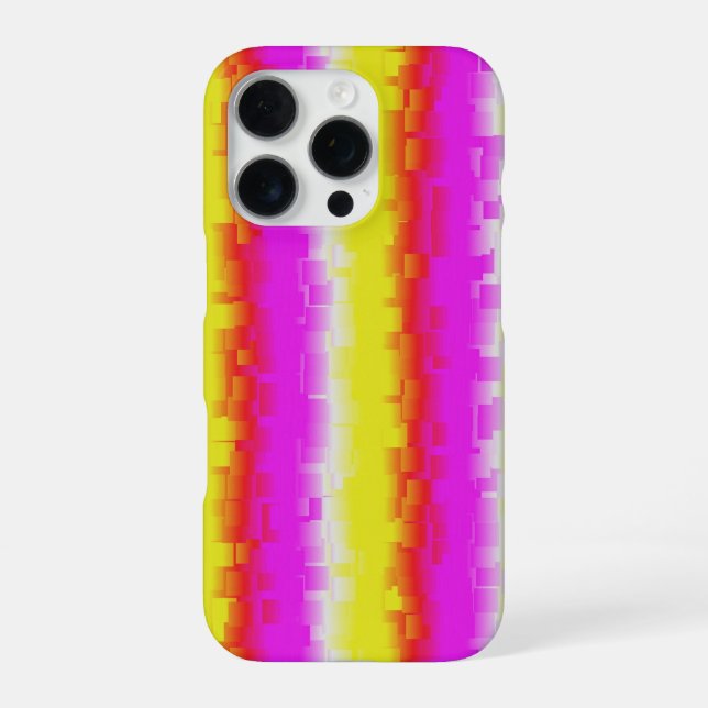 Yellow Pink Artdeco Rainbow Stripes iPhone Case (Back)