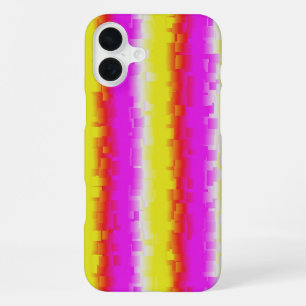 Yellow Pink Artdeco Rainbow Stripes iPhone 16 Plus Case