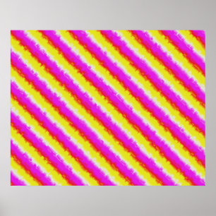 Yellow Pink Artdeco Rainbow Stripes Poster
