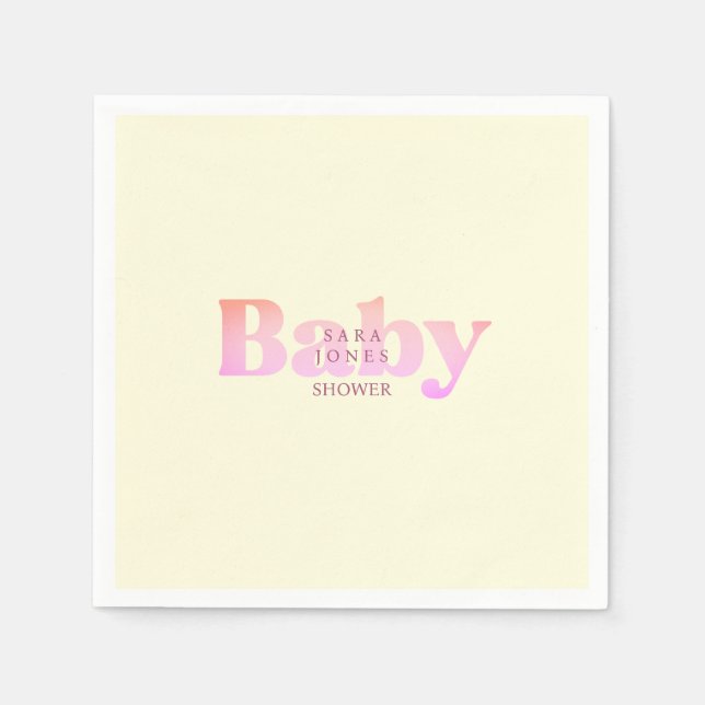 Yellow & Pink Baby Shower Napkin (Front)