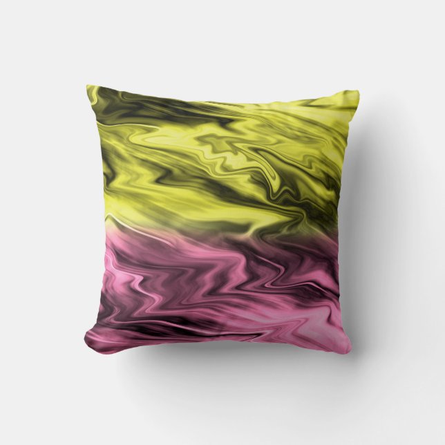 Yellow Pink Blurred Marble Pattern  Cushion (Front)