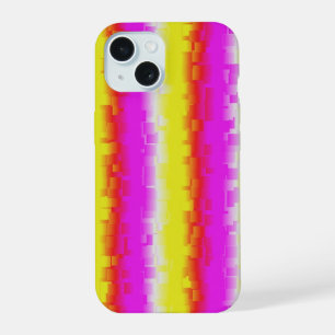 Yellow Pink Broken Glass Rainbow Stripes iPhone 15 Case