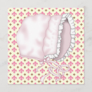 Yellow Pink Brown Fleur de Lis Baby Shower Invitation